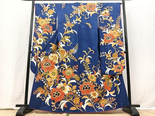平和屋着物●豪華振袖 駒刺繍 更紗花文 三越扱い 正絹 逸品 BAAY9326yc