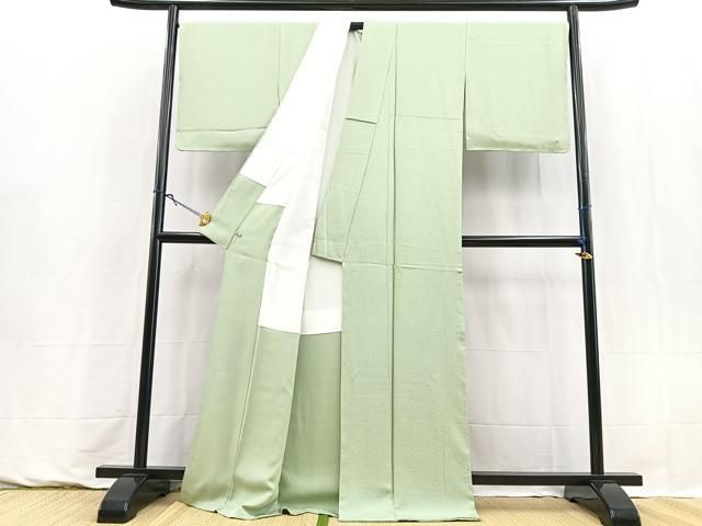 平和屋着物●上質な色無地 寿光織 花尽くし地紋 柳鼠色 さが美扱い 正絹 逸品 未使用 BAAY9362yc