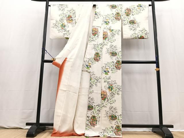 平和屋着物■上質な小紋 仕覆花文 金彩 正絹 逸品 BAAY9405yc