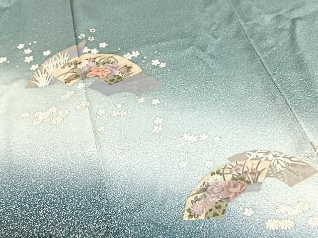 平和屋着物●訪問着 刺繍 地紙花文 暈し染め 金彩 正絹 逸品 BAAY9425yc
