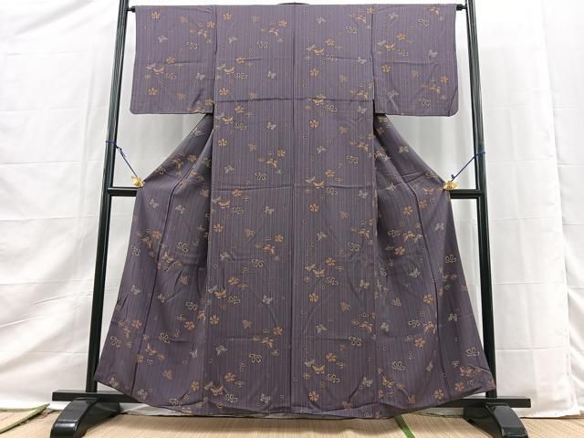 平和屋着物■上質な小紋 花蝶文 正絹 逸品 BAAY9487yc
