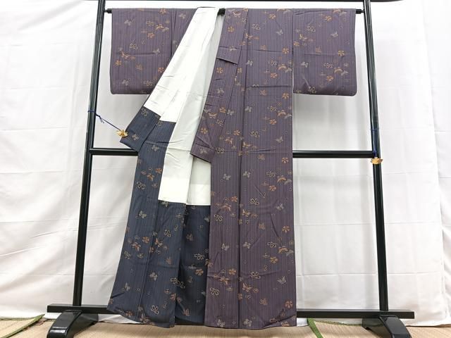 平和屋着物■上質な小紋 花蝶文 正絹 逸品 BAAY9487yc