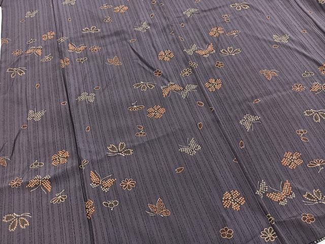 平和屋着物■上質な小紋 花蝶文 正絹 逸品 BAAY9487yc