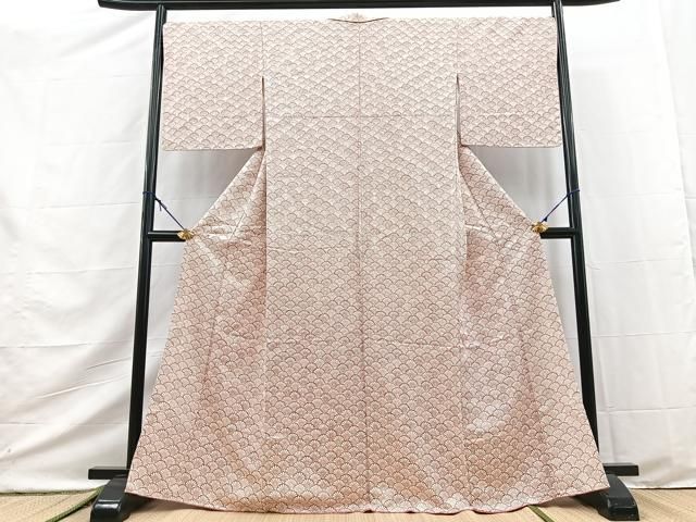 平和屋着物■上質な小紋 菊青海波 扇面金通し地 正絹 逸品 BAAY9527yc