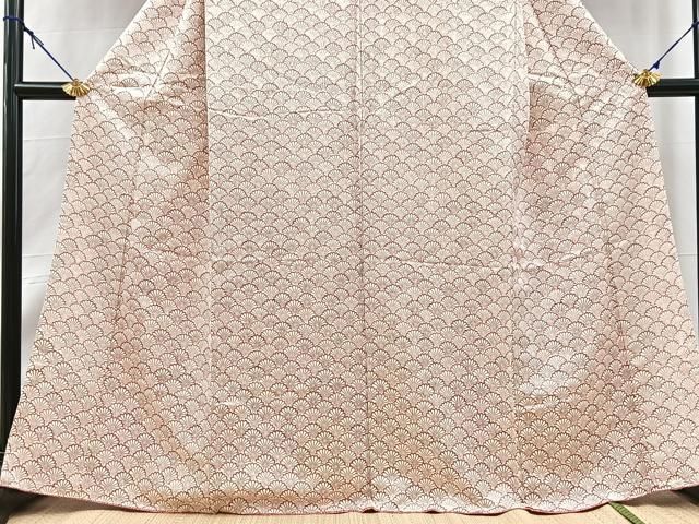 平和屋着物■上質な小紋 菊青海波 扇面金通し地 正絹 逸品 BAAY9527yc