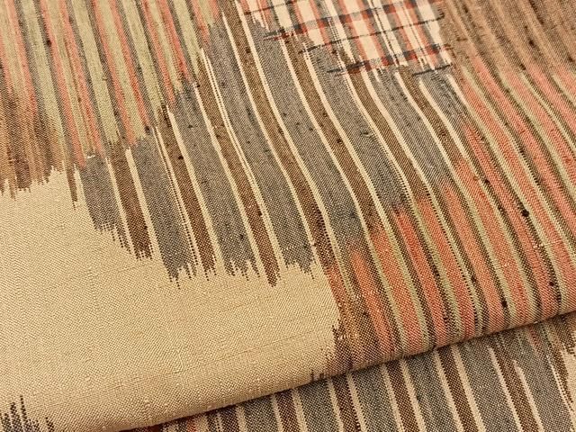 平和屋着物■上質な紬 城下町 吉祥文 反端付き 正絹 逸品 BAAY9530yc