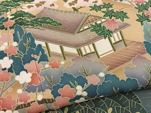 平和屋着物■豪華黒留袖 友禅 作家物 松竹梅風景文 正絹 逸品 BAAY9576yc