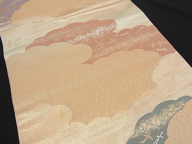 平和屋着物■六通柄袋帯 雲取りこぼれ松葉文 金銀糸 逸品 n-bs0009