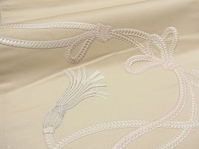 平和屋着物■袋帯 駒刺繍 結び紐 銀糸 逸品 n-bs0025