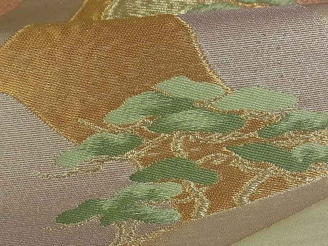 平和屋着物■六通柄袋帯 風景松文 金糸 逸品 by0418