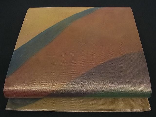 平和屋着物■ 六通太鼓柄袋帯 流水文 引箔 逸品 by0909