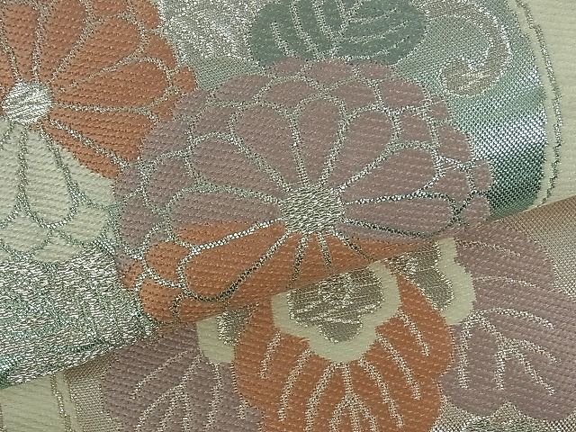 平和屋着物■六通柄袋帯 流水飛鶴花丸文 銀糸 逸品 by0923CC2