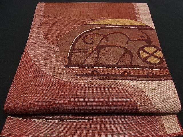 平和屋着物■六通柄袋帯 壁画文様 金糸 逸品 n-by1879
