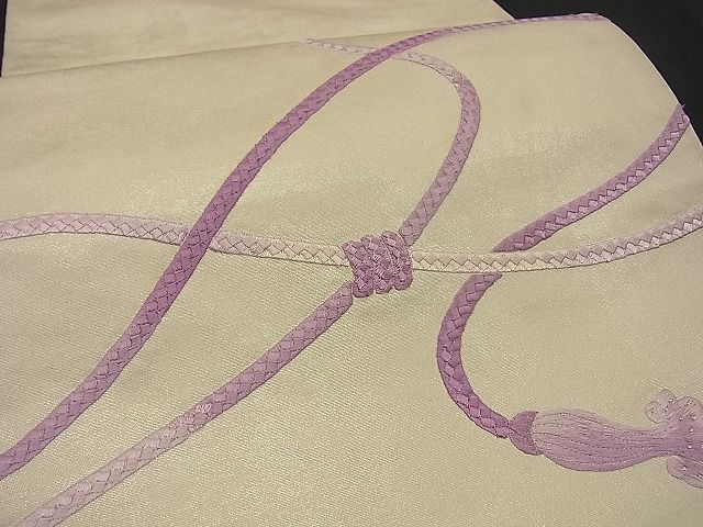平和屋着物■袋帯 総刺繍 結び紐文 銀糸 逸品 n-by2154