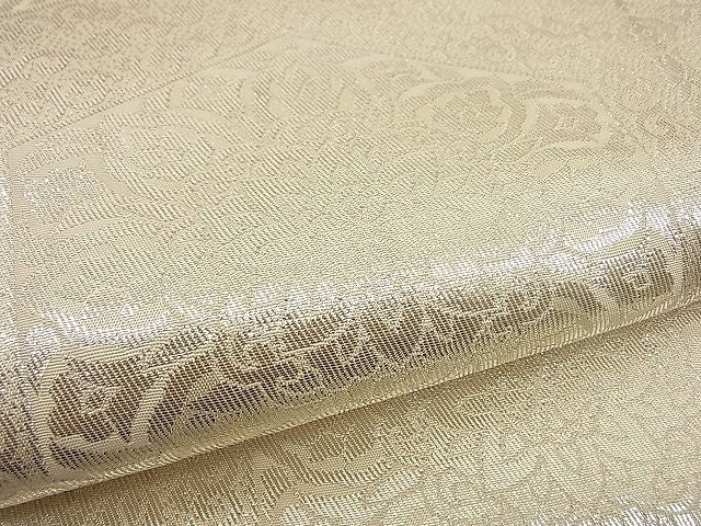 平和屋着物■六通柄袋帯 亀甲花文 銀糸 逸品 n-by2165