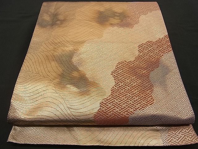 平和屋着物■六通柄袋帯 道長吉祥文 引箔 金彩 逸品 n-by2168