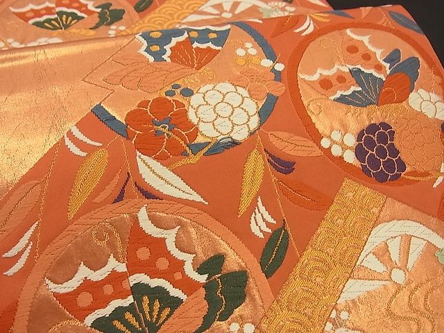 平和屋着物■六通柄袋帯 唐織 松川取能衣蝶 金糸 逸品 n-by2273