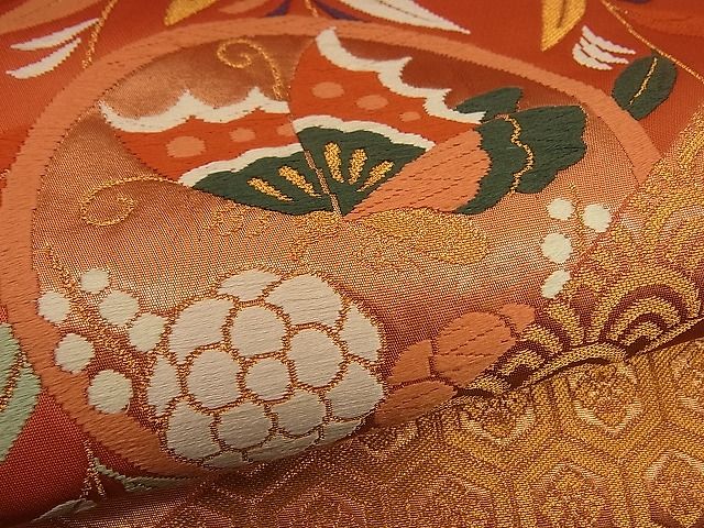 平和屋着物■六通柄袋帯 唐織 松川取能衣蝶 金糸 逸品 n-by2273