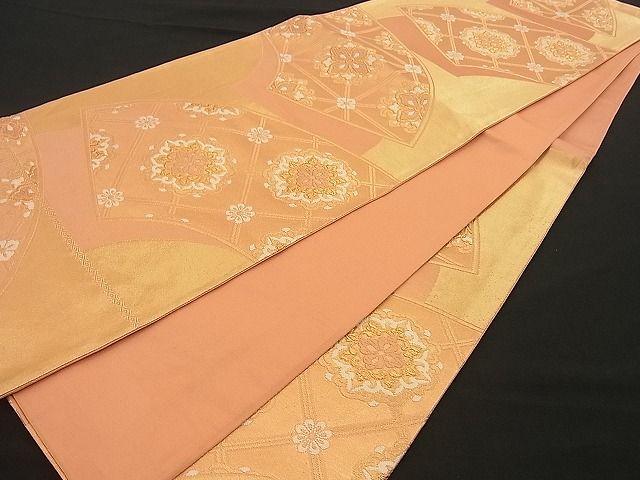 平和屋着物■六通柄袋帯 唐織 扇面取花文 金糸 逸品 n-by2274