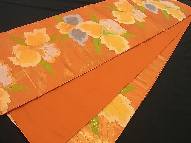 平和屋着物■六通柄袋帯 カトレア 金糸 逸品 n-by2294