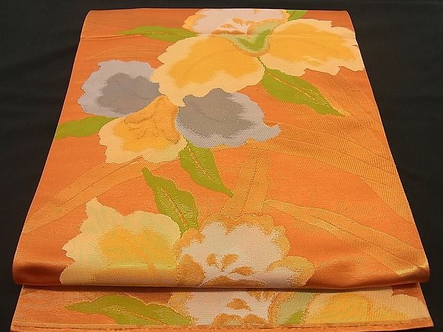 平和屋着物■六通柄袋帯 カトレア 金糸 逸品 n-by2294