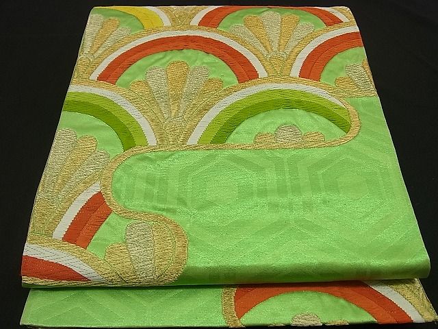 平和屋着物■六通柄袋帯 唐織 エ霞青海波 金糸 逸品 n-by2316