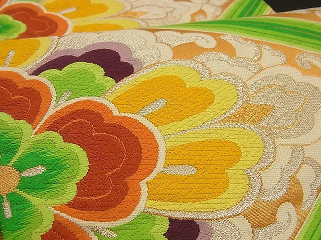 平和屋着物■六通柄袋帯 唐織 松皮菱吉祥花文 金銀糸 逸品 n-by2321