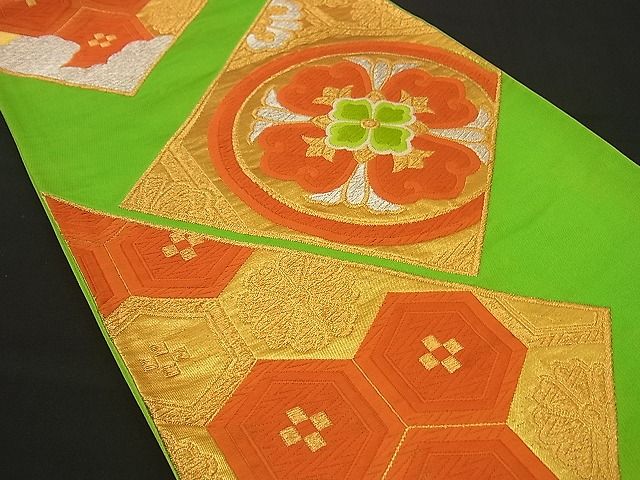 平和屋着物■六通柄袋帯 唐織 吉祥草花文 金銀糸 逸品 n-by2336