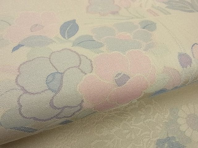 平和屋着物■六通柄袋帯 色紙草花文 銀糸 逸品 n-by2342