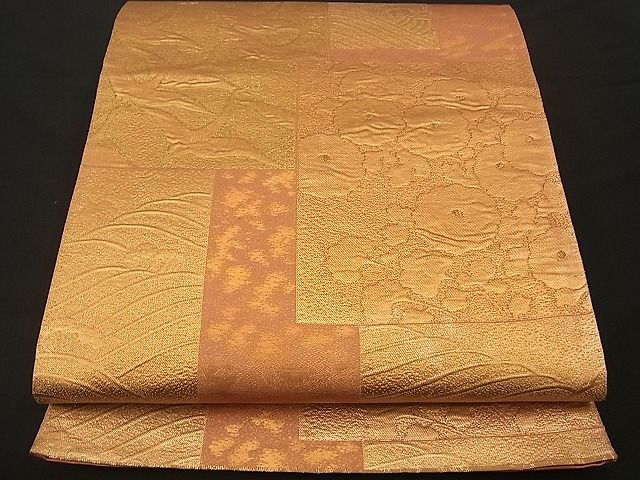 平和屋着物■六通柄袋帯 色紙重ね飛鶴文 金糸 逸品 n-by2354