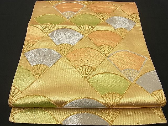 平和屋着物■六通柄袋帯 扇面菱吉祥文 金銀糸 逸品 n-by2358
