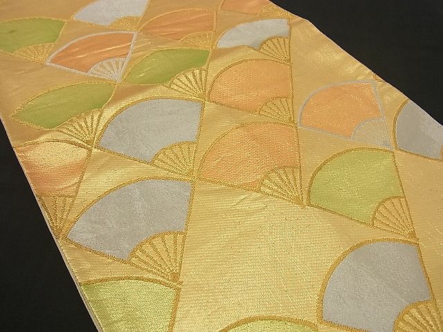 平和屋着物■六通柄袋帯 扇面菱吉祥文 金銀糸 逸品 n-by2358