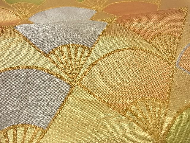 平和屋着物■六通柄袋帯 扇面菱吉祥文 金銀糸 逸品 n-by2358