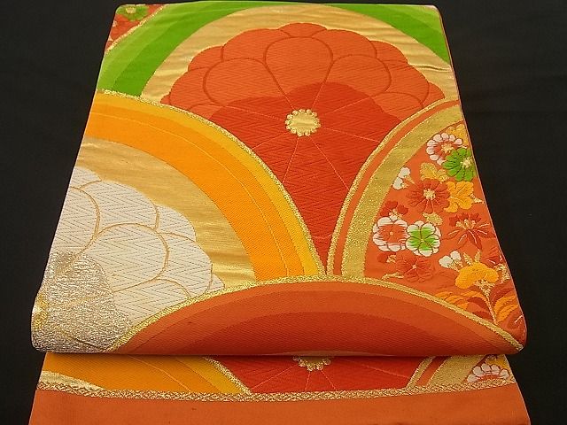 平和屋着物■六通柄袋帯 唐織 花青海波 金銀糸 逸品 n-by2400
