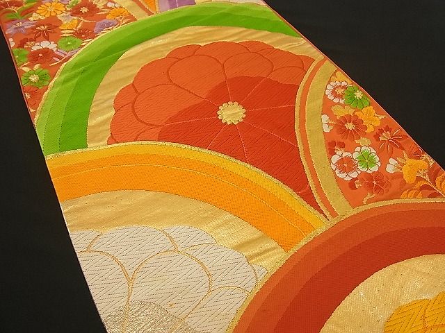 平和屋着物■六通柄袋帯 唐織 花青海波 金銀糸 逸品 n-by2400
