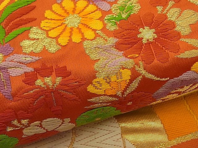 平和屋着物■六通柄袋帯 唐織 花青海波 金銀糸 逸品 n-by2400