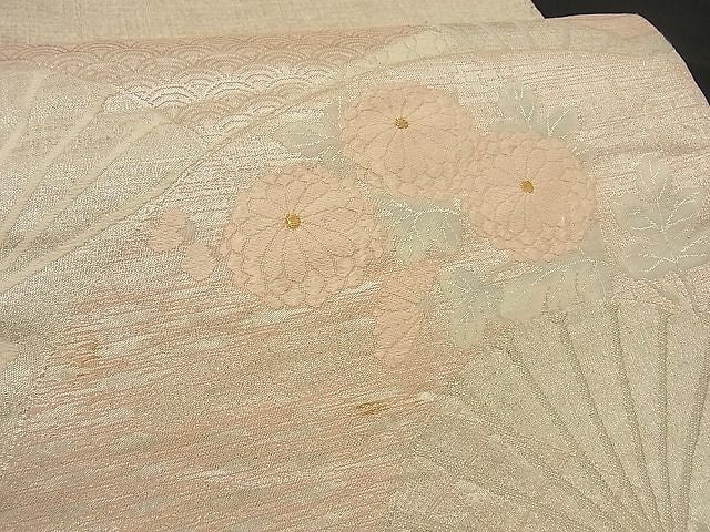 平和屋着物■太鼓柄袋帯 唐織 扇面菊文 金銀糸 逸品 n-by2408