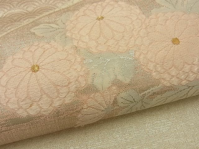 平和屋着物■太鼓柄袋帯 唐織 扇面菊文 金銀糸 逸品 n-by2408