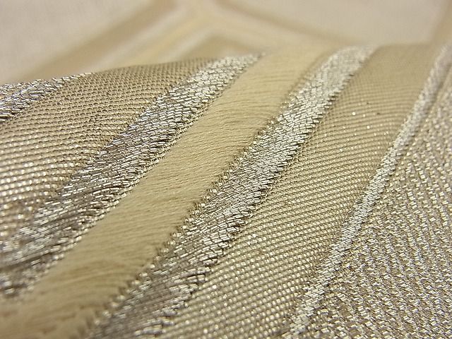 平和屋着物■六通柄袋帯 唐織 亀甲文 銀糸 逸品 n-by2449