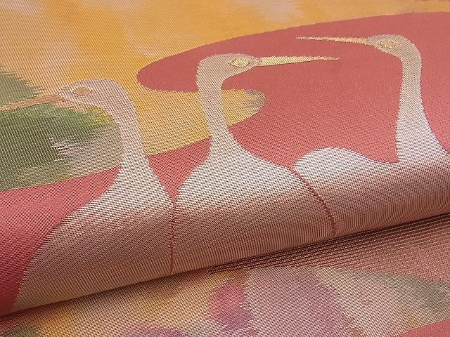 平和屋着物■六通柄袋帯 群鶴文 金銀糸 逸品 n-by2760