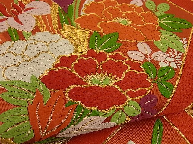 平和屋着物■六通柄袋帯 檜垣草花文 金糸 逸品 n-by2761