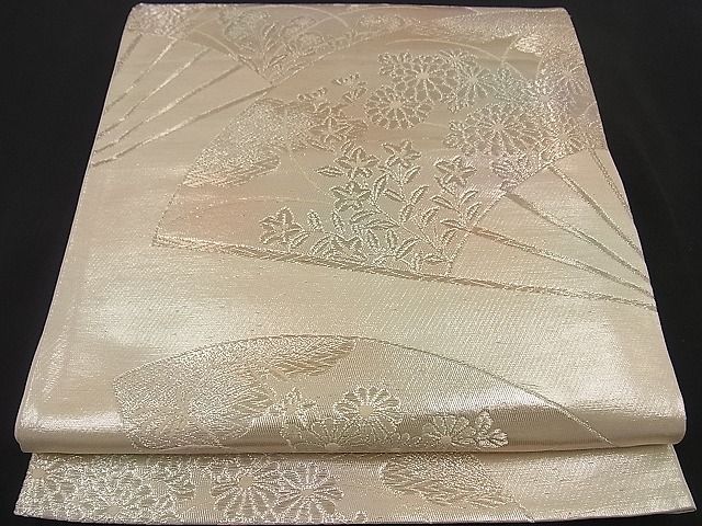 平和屋着物■六通柄袋帯 扇面秋草文 銀糸 逸品 n-by2801