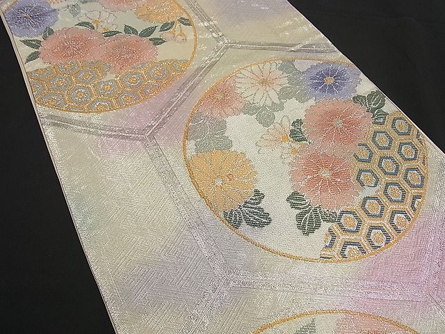平和屋着物■六通柄袋帯 亀甲花丸文 金銀糸 逸品 n-by2824