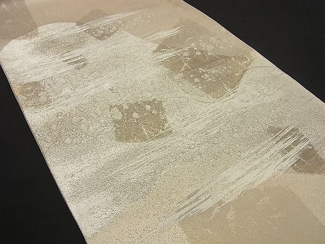 平和屋着物■六通柄袋帯 本手織 遠山霞箔散らし 銀糸 逸品 n-by2890