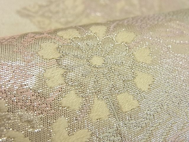 平和屋着物■六通柄袋帯 唐織 道長吉祥花文 銀糸 逸品 n-by2893