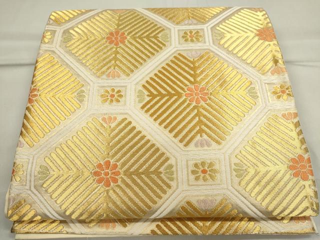 平和屋着物◎六通柄袋帯 蜀江松葉文 金糸 正絹 逸品 CAAI6141ou