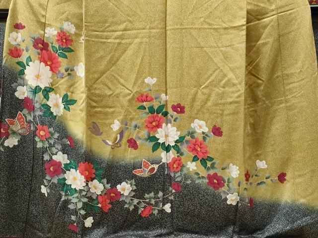 平和屋着物●豪華振袖 花蝶文 暈し染め 暈し染め 金彩 やまと誂製 逸品 CAAI8596yc