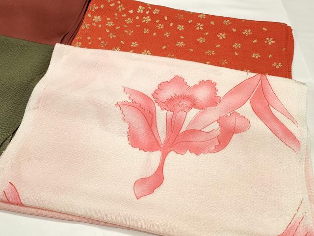平和屋着物★和装小物 上質な帯揚げ10枚 金銀彩 露芝花文 市松 カトレア 逸品 CAAI9929qe
