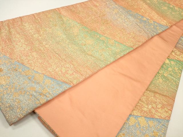 平和屋着物●六通柄袋帯 草花文 金糸 逸品 CAAJ0194eg