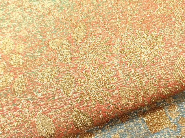 平和屋着物●六通柄袋帯 草花文 金糸 逸品 CAAJ0194eg